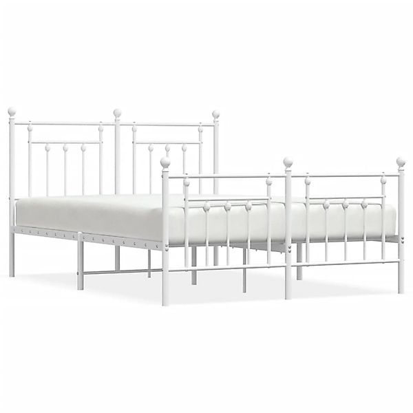 vidaXL Bettgestell mit Kopf- und Fußteil Metall Weiß 140x190 cm Modell 4184 günstig online kaufen