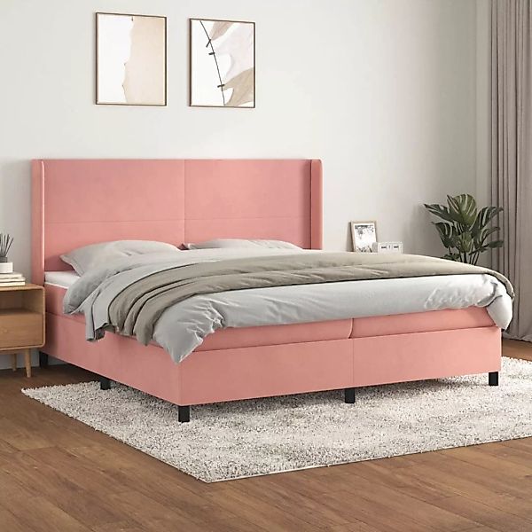 Vidaxl Boxspringbett Mit Matratze Rosa 200x200 Cm Samt günstig online kaufen