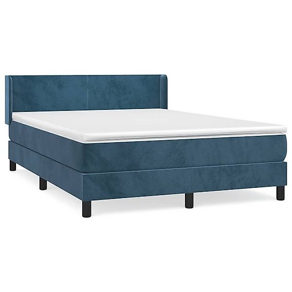 vidaXL Boxspringbett mit Matratze Dunkelblau 140x190 cm Samt1466592 günstig online kaufen