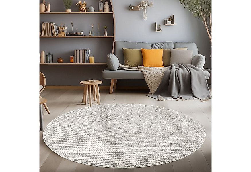 Carpettex Schlingenteppich Unicolor, Rund, Höhe: 7 mm, Schlingenteppich Sch günstig online kaufen