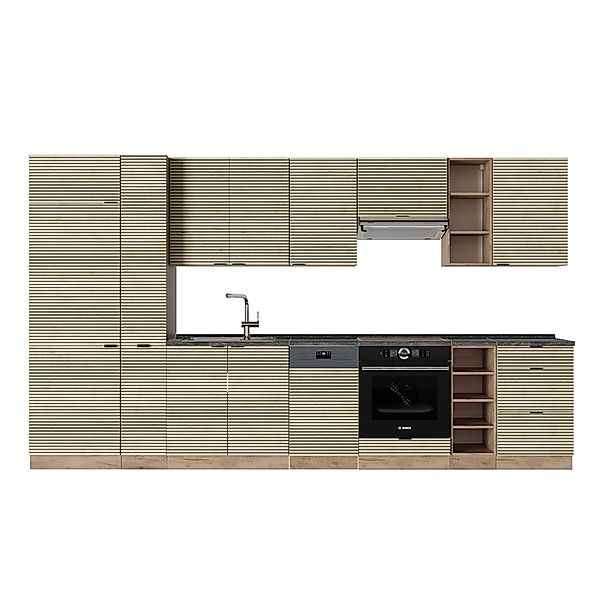 Vicco Fame-Line Küchenzeile Eiche Paneel/Goldkraft Eiche 355 cm AP Anthrazi günstig online kaufen