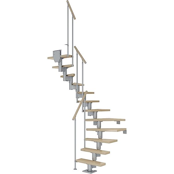 Dolle Mittelholmtreppe Dublin Ahorn Perlgrau GH bis 315 cm 1/2 Gewendelt 75 günstig online kaufen