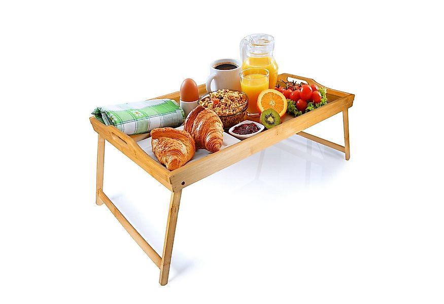 Dimono Tabletttisch Frühstückstablett Bambus Bett-Tablett, Serviertablett B günstig online kaufen