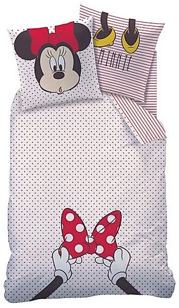 CTI Kinderbettwäsche Bettwäsche Minnie Mouse weiß rot 135 x 200 cm, 80 x 80 günstig online kaufen