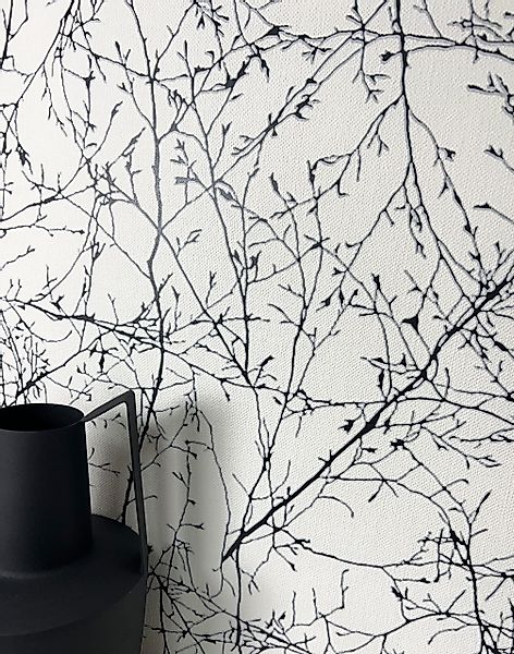 Newroom Vliestapete, Weiß Tapete Floral Äste günstig online kaufen