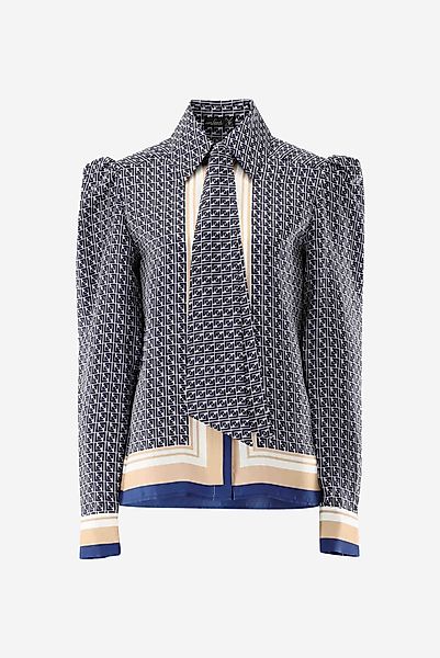 Hemdbluse aus Seide mit Druck und Schluppe günstig online kaufen