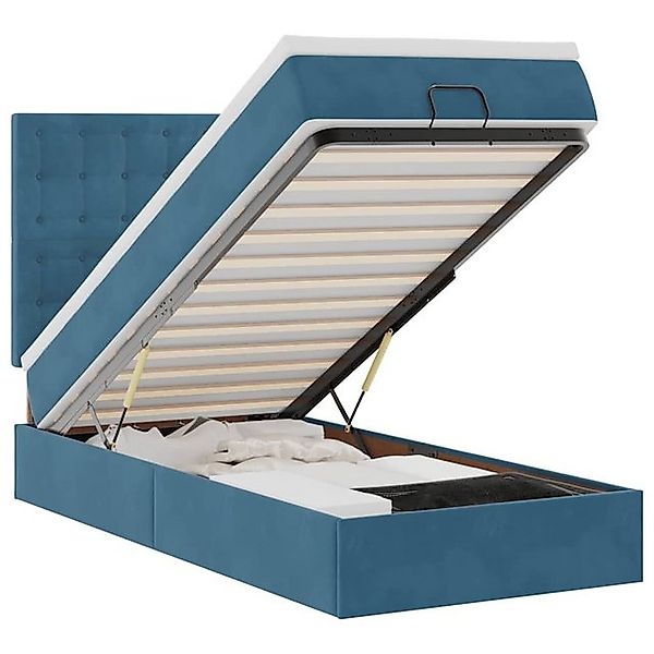 vidaXL Bett Ottoman-Bett mit Matratzen & LEDs Dunkelblau 90x200 cm Samt günstig online kaufen
