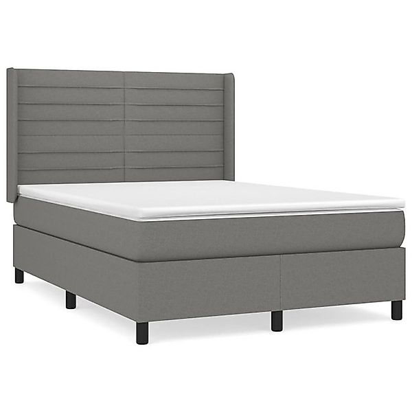 vidaXL Boxspringbett, Boxbett mit Matratze Dunkelgrau 140x200 cm Stoff günstig online kaufen