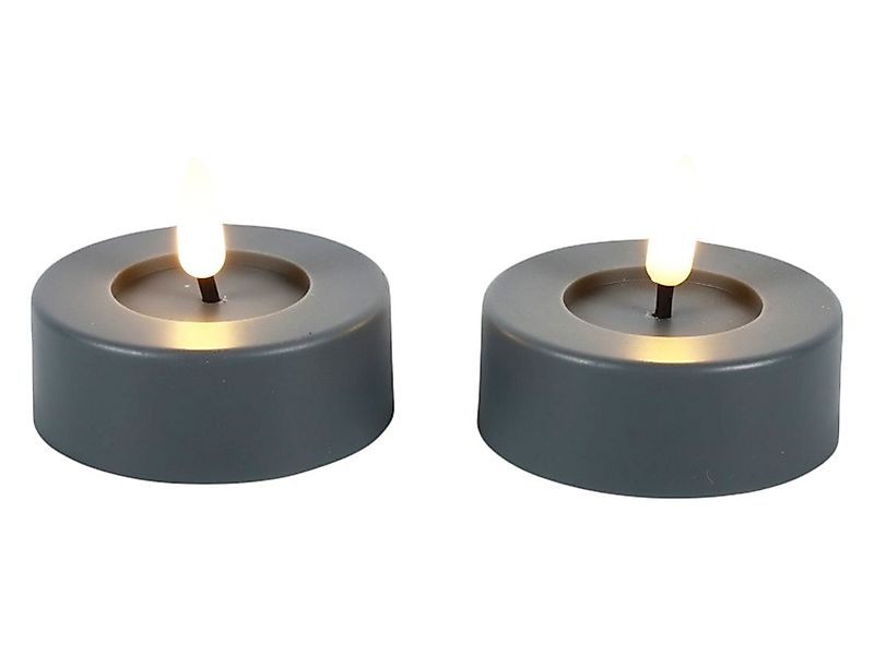 Countryfield LED-Kerze (2-tlg), Teelichter outdoor grau 3D-Flamme Timer 6,5 günstig online kaufen