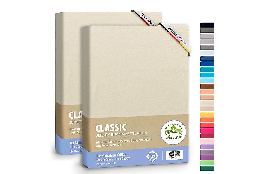 leevitex® Spannbettlaken Spannbettlaken, Mako-Jersey, Gummizug: rundum, (2 günstig online kaufen