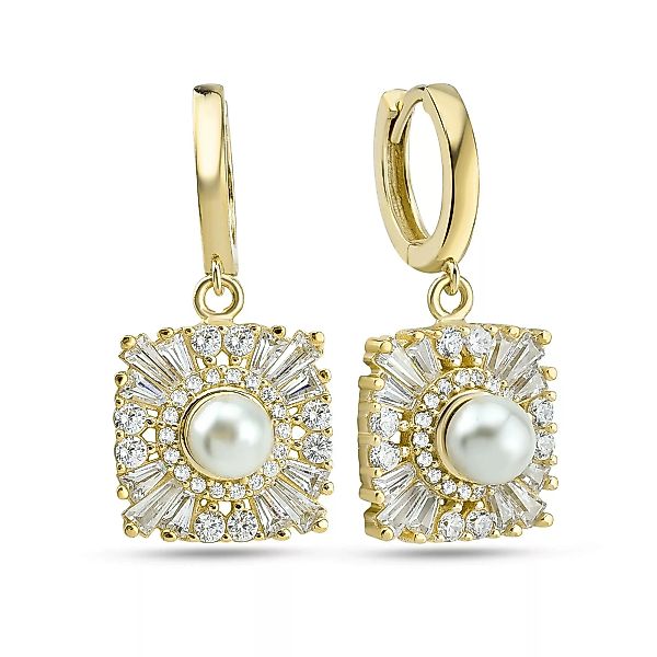 dKeniz Paar Ohrhänger "925/- Sterling Silber vergoldet karree Perle" günstig online kaufen