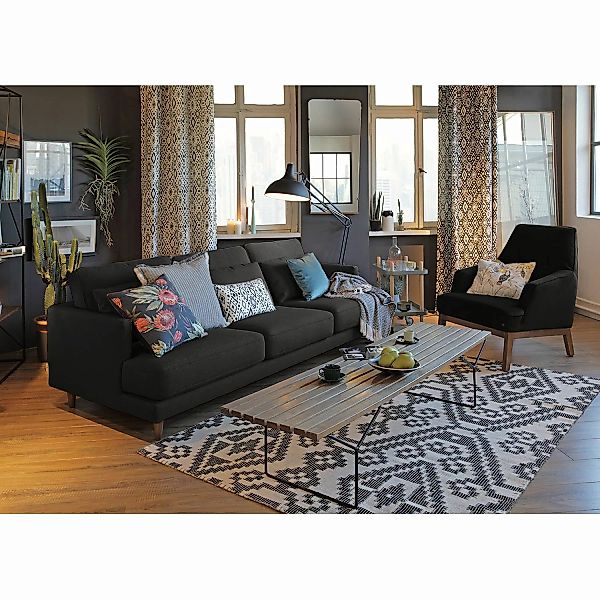 home24 Tom Tailor Sofa Westcoast 3-Sitzer Schwarz Webstoff 240x83x98 cm günstig online kaufen