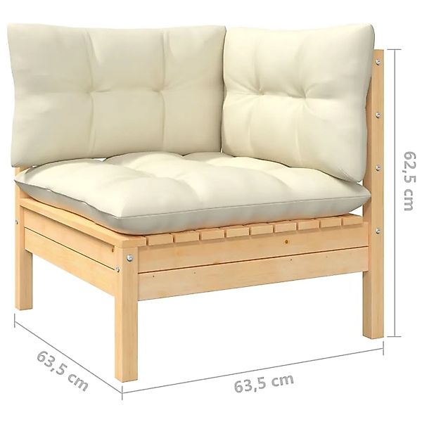 vidaXL 7-tlg Garten-Lounge-Set mit Creme Kissen Massivholz Kiefer Modell 3 günstig online kaufen