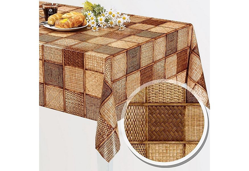 Melody Gartentischdecke Wachstuch Tischdecke Gartentischdecke rattan braun günstig online kaufen