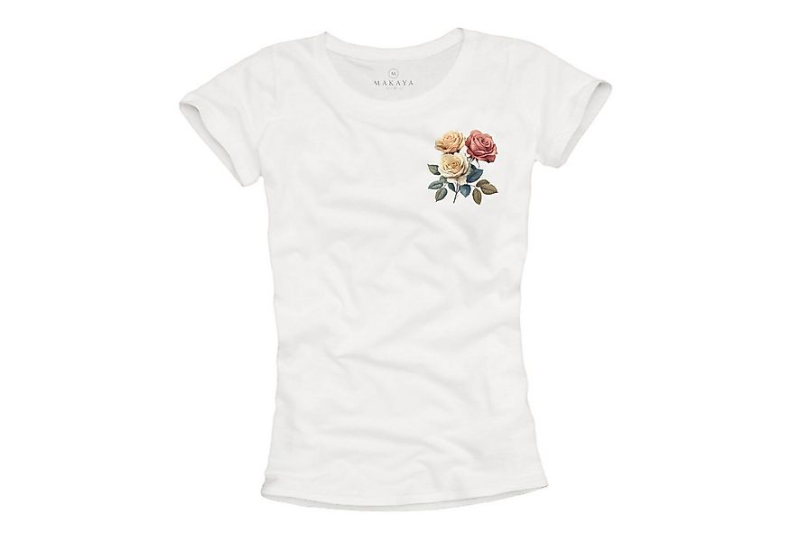 MAKAYA Print-Shirt Damen mit Rosenmuster Blumen Top Rosen Motiv Logo Druck günstig online kaufen