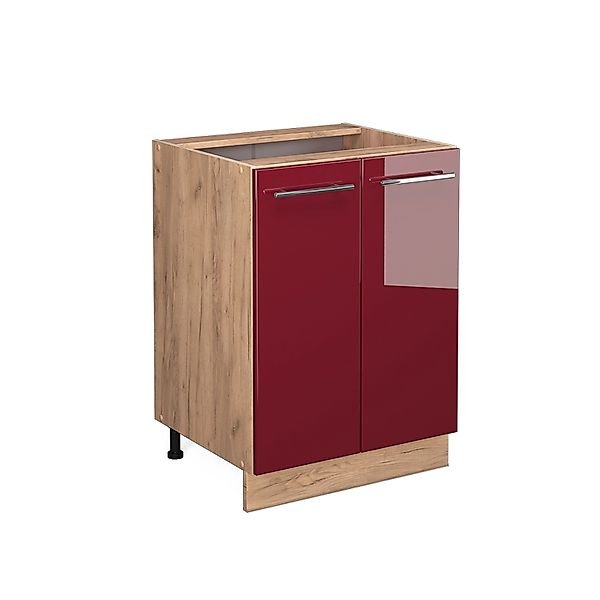 Vicco Küchenunterschrank Fame-Line Bordeaux Hochglanz/Goldkraft Eiche 60 cm günstig online kaufen