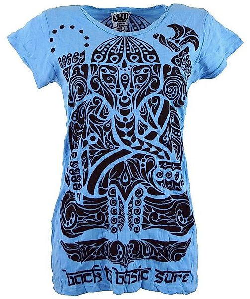Guru-Shop T-Shirt Sure T-Shirt tribal Ganesh - hellblau Goa Style, alternat günstig online kaufen
