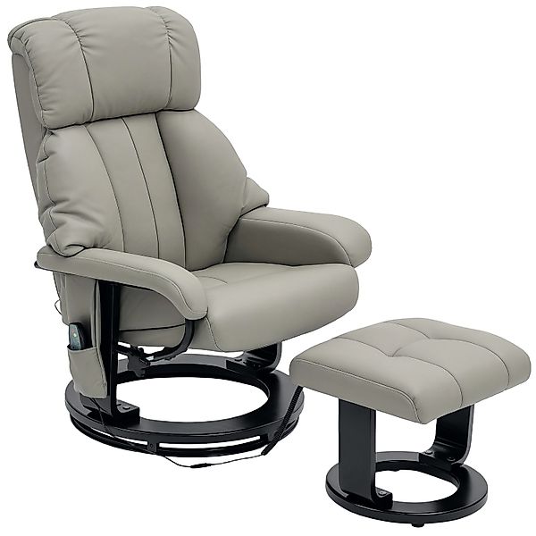 HOMCOM Relaxsessel mit Fußhocker Kunstleder Grau 76B x 80T x 102H cm günstig online kaufen
