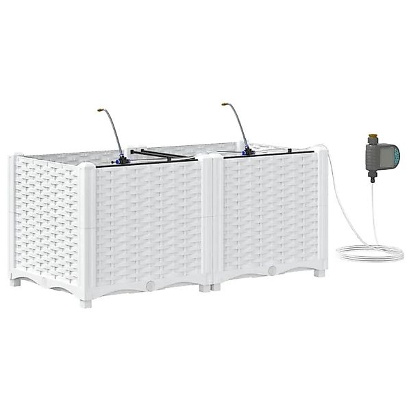 vidaXL Garten-Pflanzgefäß 2 Stk Weiß Stahl 42002913 günstig online kaufen