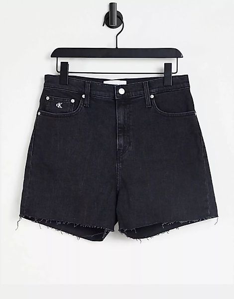 Calvin Klein Jeans – Mom-Jeans mit hohem Bund in Schwarz günstig online kaufen