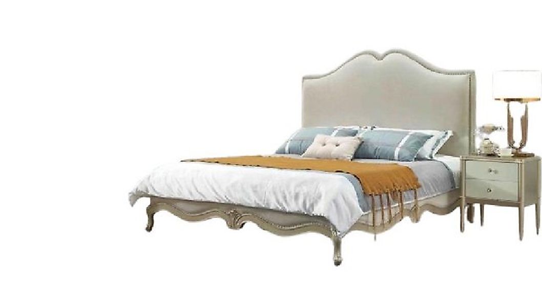 Xlmoebel Bett Luxuriöses Holzbett in Beige für Doppelbetten im Hotel-Stil. günstig online kaufen