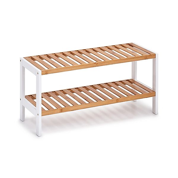 Zeller Schuhregal mit 2 Ablagen Bambus/MDF 33 cm x 26 cm x 70 cm Weiß günstig online kaufen