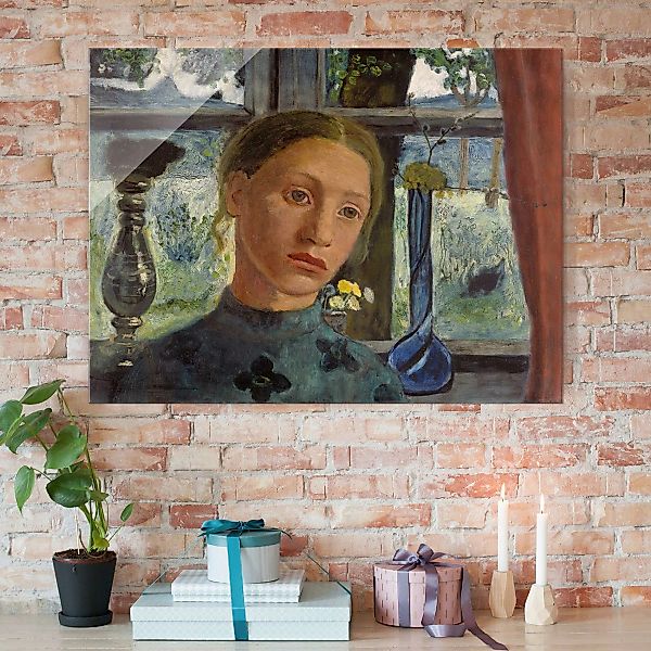 Glasbild - Hochformat Paula Modersohn-Becker - Mädchen mit Puppe günstig online kaufen