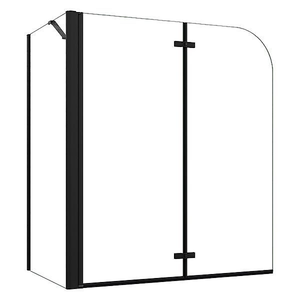 AICA 100cm Schwarz Badewannenaufsatz 2-tlg. Faltwand mit 80cm Seitewand 6mm günstig online kaufen