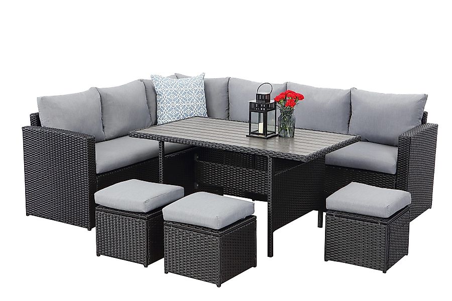MeXo Gartenlounge-Set Rattan Gartenmöbel Set wetterfest günstig online kaufen