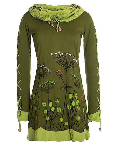 Vishes Jerseykleid Blumenkleid Langarm-Shirtkleid mit Schalkragen günstig online kaufen