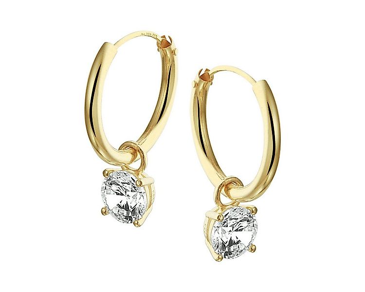 NICEANDnoble Paar Creolen 585er Gelbgold Creolen mit Einhänger Zirkonia günstig online kaufen