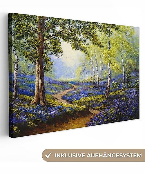 OneMillionCanvasses® Leinwandbild Kunstdrucke - Natur - Wald - Blumen - Ölf günstig online kaufen