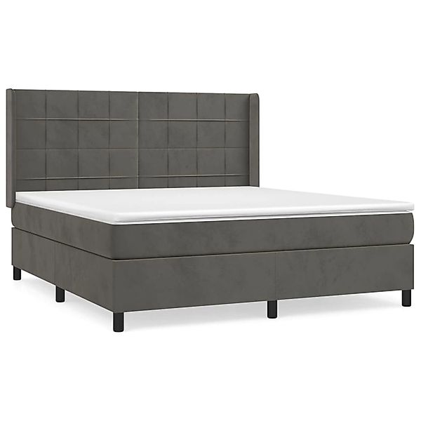 vidaXL Boxspringbett mit Matratze Dunkelgrau 160x200 cm Samt1378647 günstig online kaufen