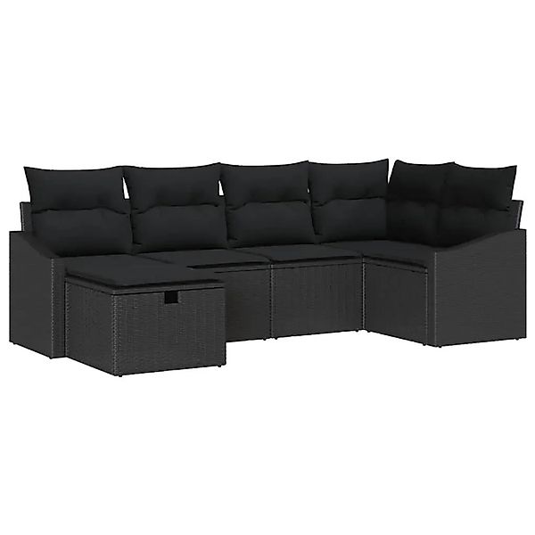 vidaXL Garten-Sofa-Set mit Kissen mit Speicher 6-Tlg Schwarz 3359282 günstig online kaufen