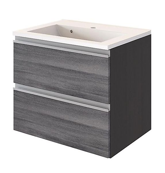 Waschtisch 60 inkl Mineralgussbecken AREZZO von Held Möbel Graphit / Eiche günstig online kaufen