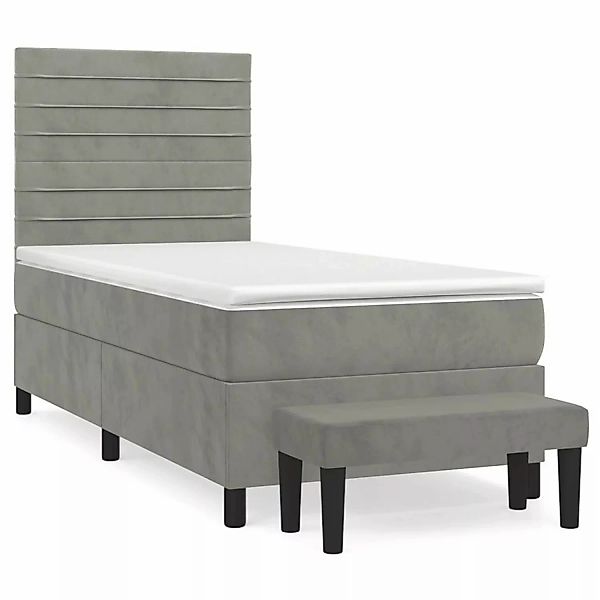 vidaXL Boxspringbett mit Matratze Hellgrau 80x200 cm Samt1357144 günstig online kaufen