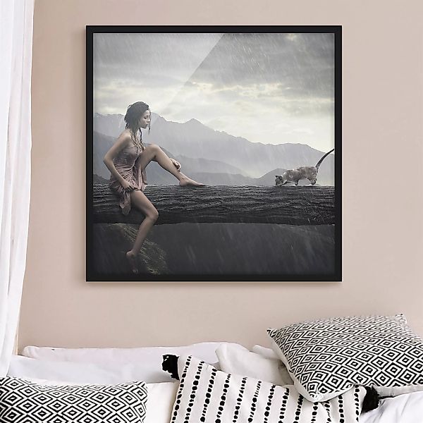 Bild mit Rahmen Portrait - Quadrat Jane in the rain günstig online kaufen