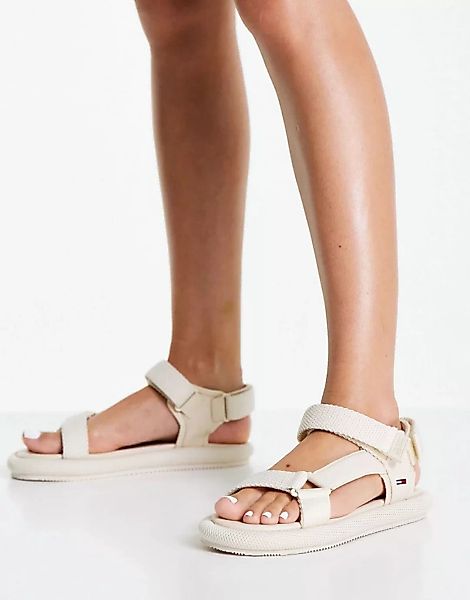 Tommy Jeans – Sandalen in Creme mit Fesselriemen-Weiß günstig online kaufen
