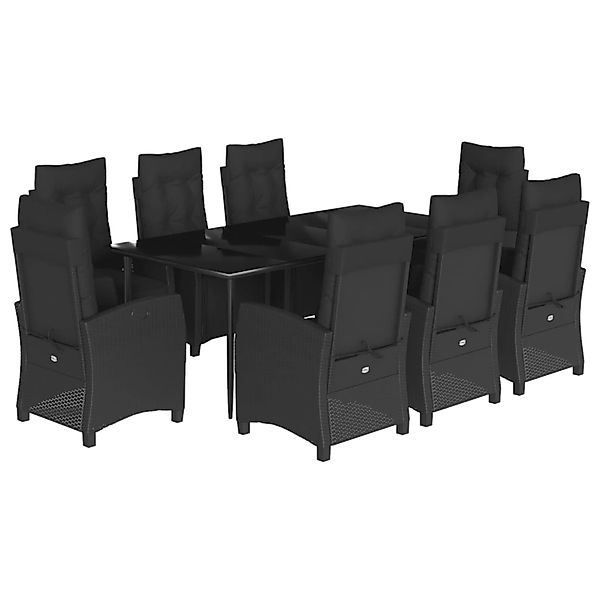 vidaXL 9-Tlg Garten-Essgruppe mit Kissen Schwarz Poly Rattan 3212966 günstig online kaufen