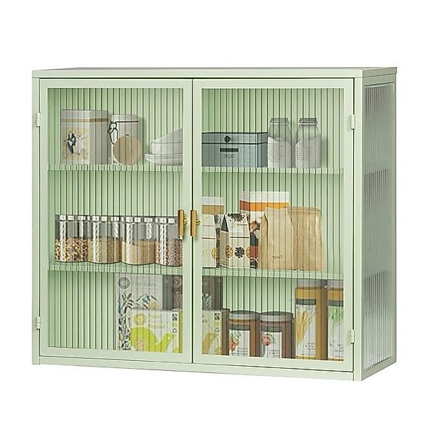 Yorbay Hängeschrank Wandschrank mit Glastüren (70x23x59,9 cm) 3-stufiges Ba günstig online kaufen