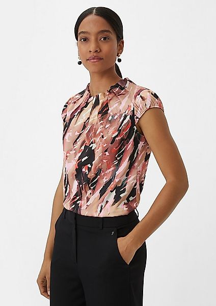 comma Kurzarmbluse Bluse Gemusterte Satinbluse günstig online kaufen