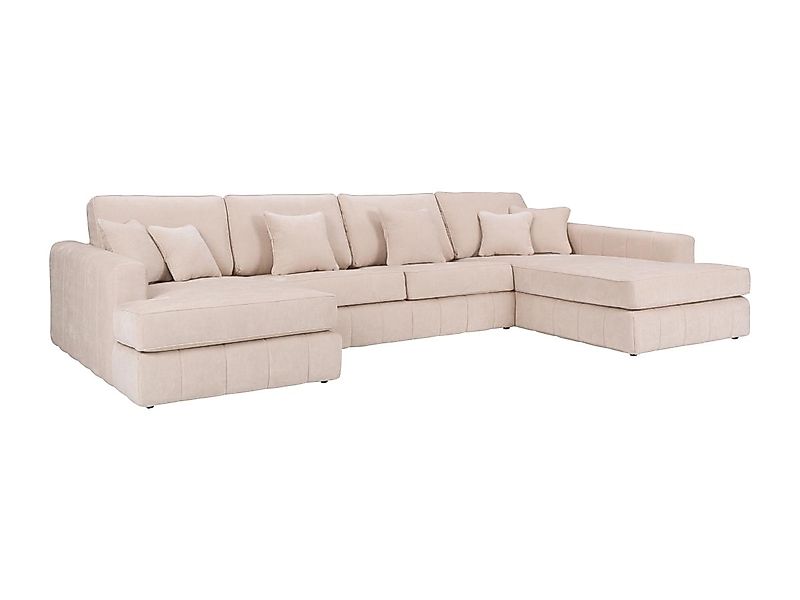 Große Wohnlandschaft - Ecke rechts - Chenille-Stoff - Beige - BERGOTA günstig online kaufen
