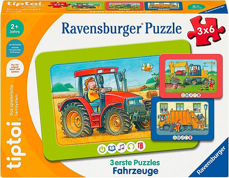 Ravensburger Puzzle tiptoi® 3 erste Puzzles: Fahrzeuge, 12 Puzzleteile, Mad günstig online kaufen
