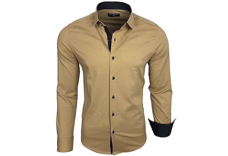 Baxboy Langarmhemd Baxboy Herren Kontrast Hemden Business Freizeit modernes günstig online kaufen
