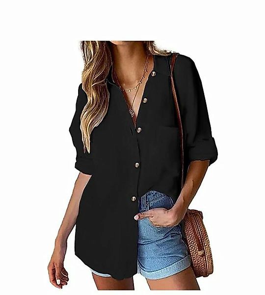 ZWY Flanellhemd Damen Hemd Baumwolle shirt Hemdbluse zum V-Ausschnitt Arbei günstig online kaufen