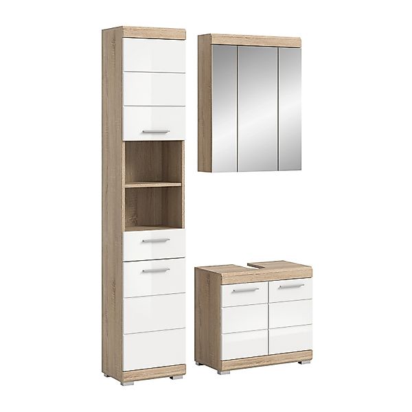 Badkombination 112 cm x 191 cm x 34 cm Sonoma-Weiß 3-tlg. günstig online kaufen