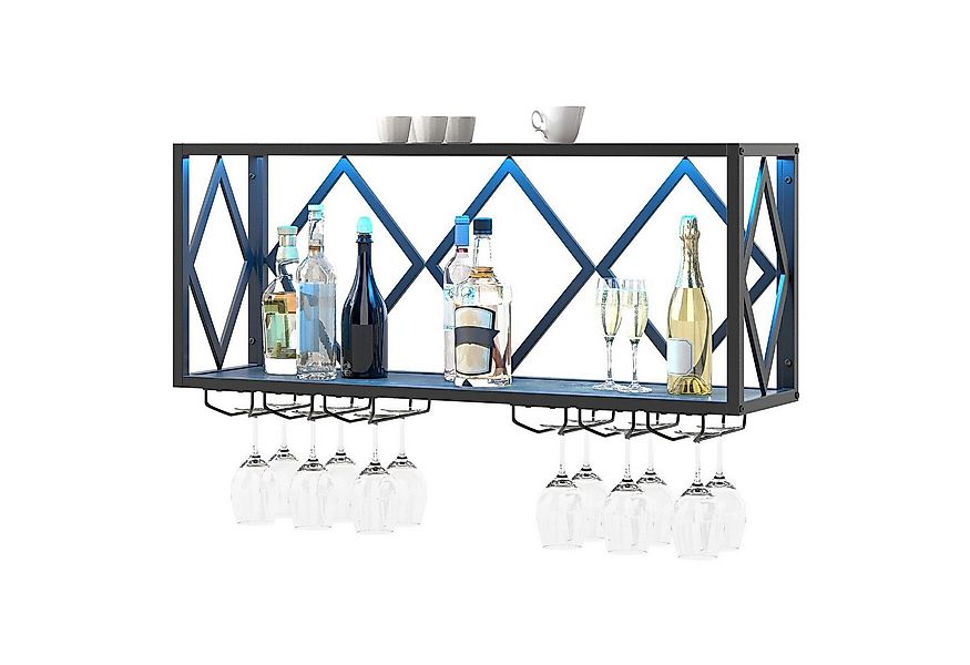 COSTWAY Weinregal, Wand mit LED, 2 Ebenen Flaschenregal Holz für 39 Flasche günstig online kaufen