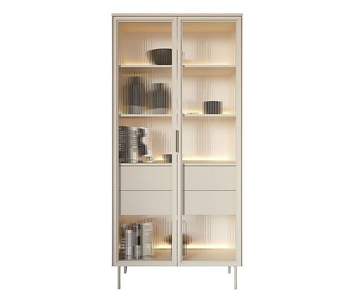 Compleo Glasvitrine mit 2 Schubladen, zweiturig, Stimmungsvolle LED-Beleuch günstig online kaufen