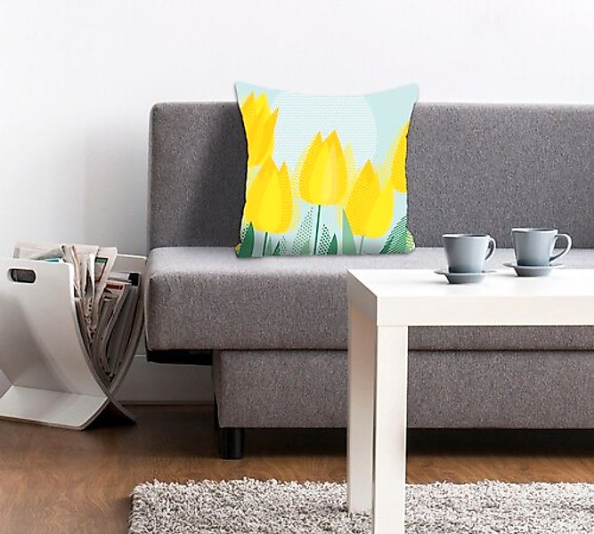queence Dekokissen "Rebekka" mit gelben Tulpen günstig online kaufen
