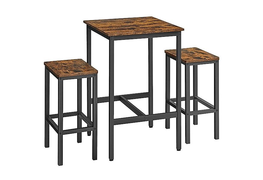 VASAGLE Bartisch Bartisch-Set, Esstisch(60 x 60 x 90 cm) mit 2 Barhochern günstig online kaufen